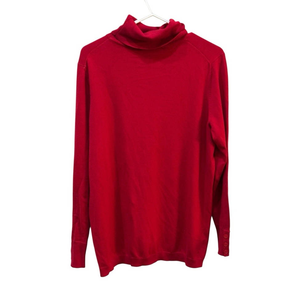 Talbots Turtleneck Sweater Size X Red‎ Pullover Cotton Blend Button Cuff
